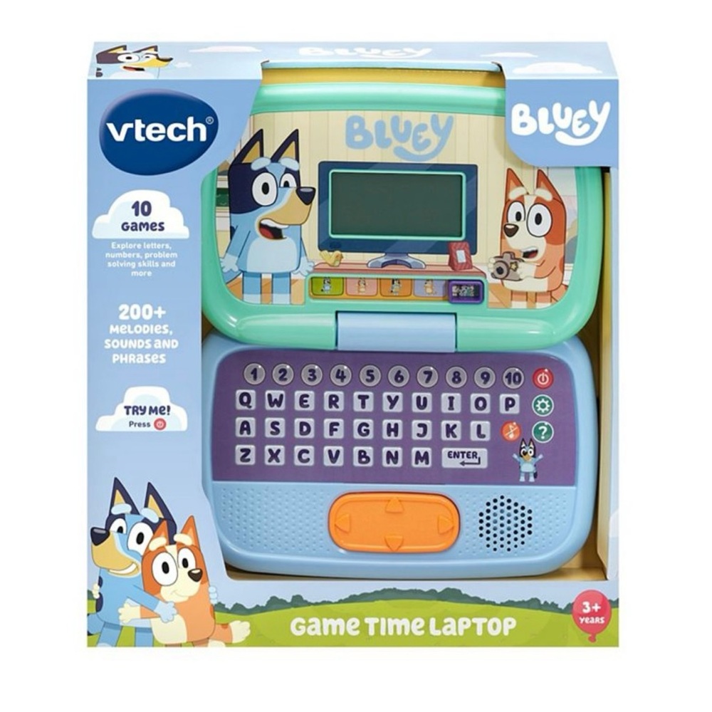 VTech Bluey Game Time Laptop, camera and care baby bluey